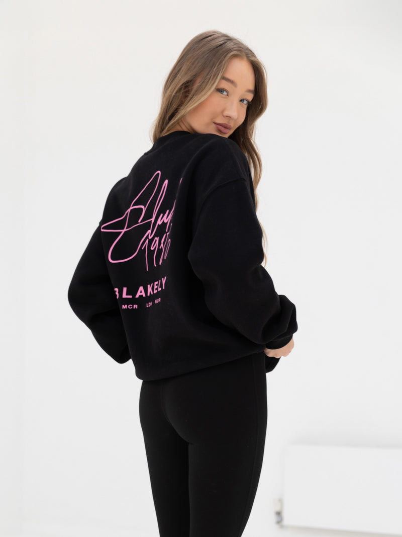 Club Oversized Sweater - Black & Pink