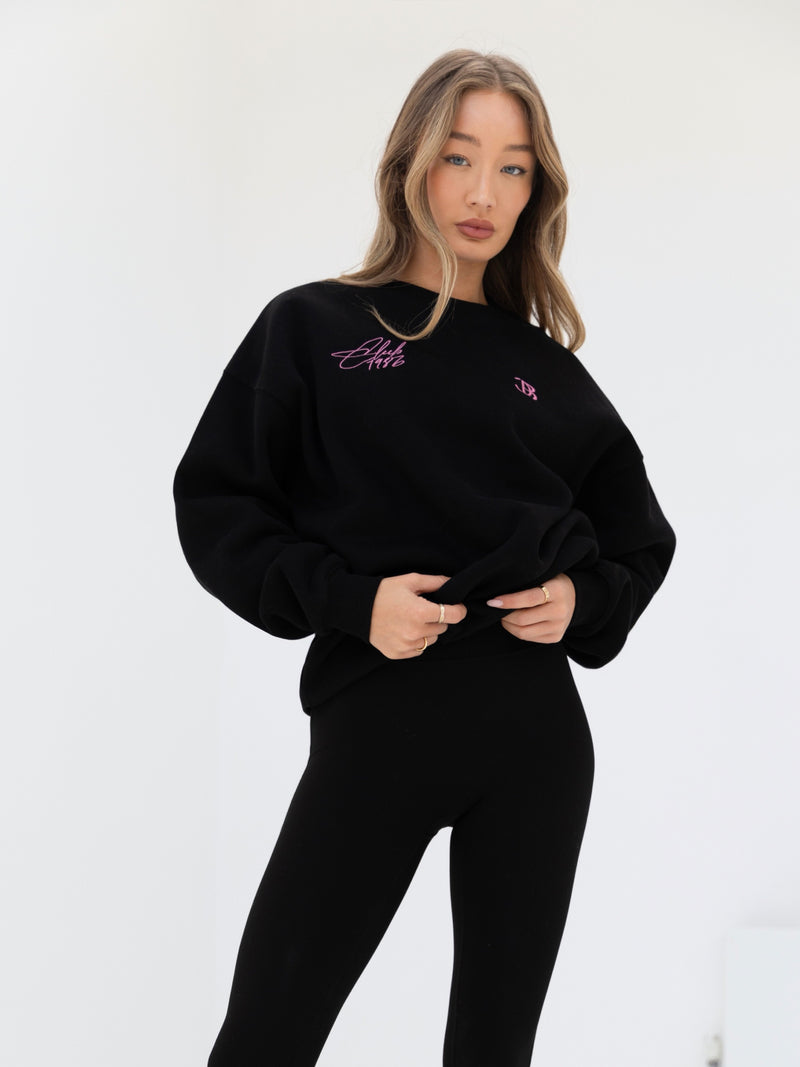 Club Oversized Sweater - Black & Pink