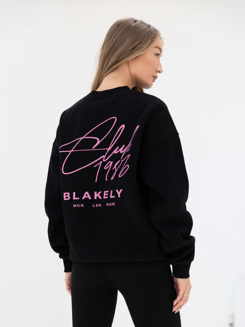 Club Oversized Sweater - Black & Pink