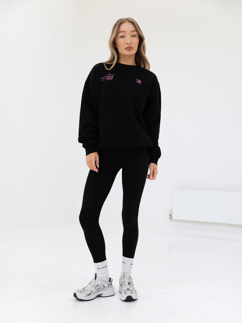 Club Oversized Sweater - Black & Pink