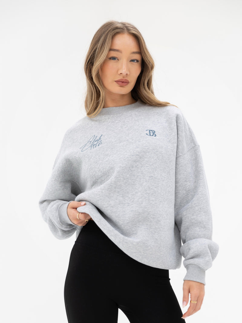 Club Oversized Sweater - Marl Grey & Teal