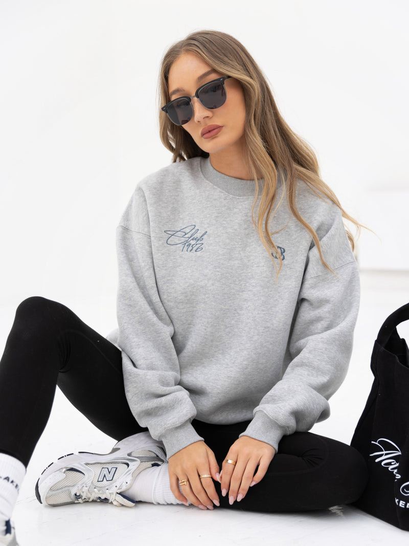 Club Oversized Sweater - Marl Grey & Teal