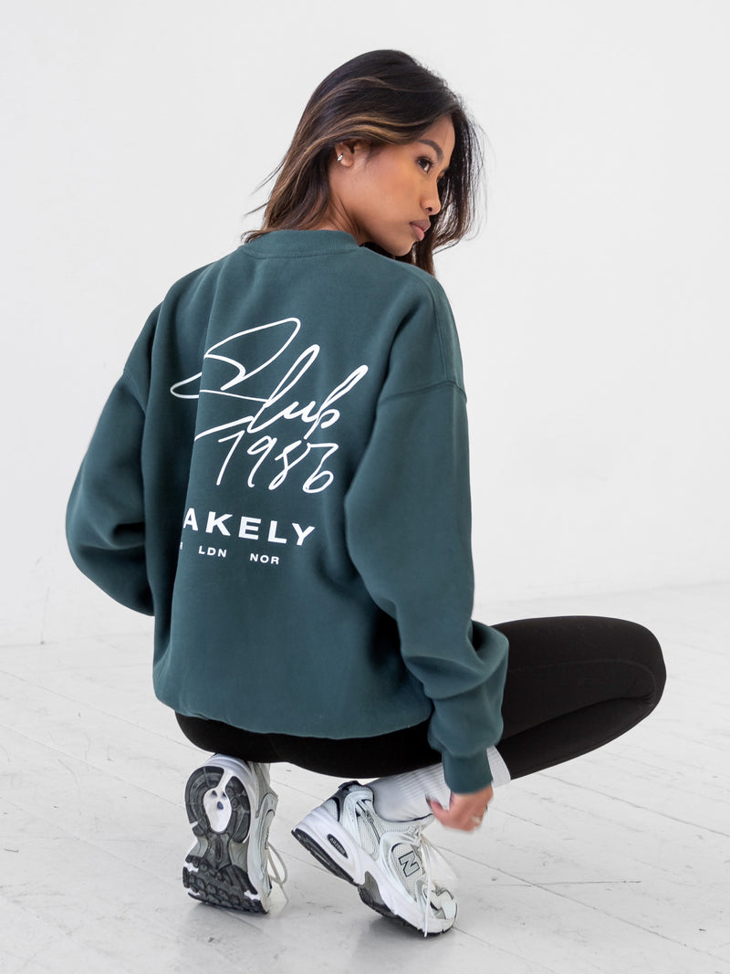 Club Oversized Sweater - Teal Green