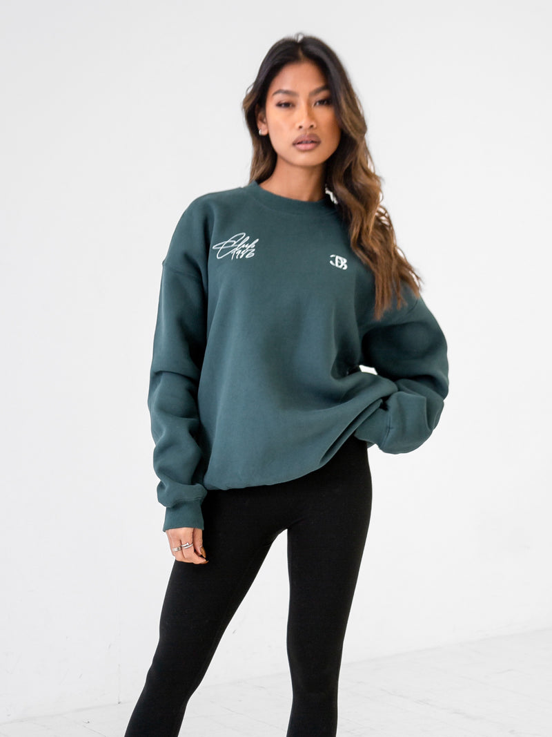 Club Oversized Sweater - Teal Green