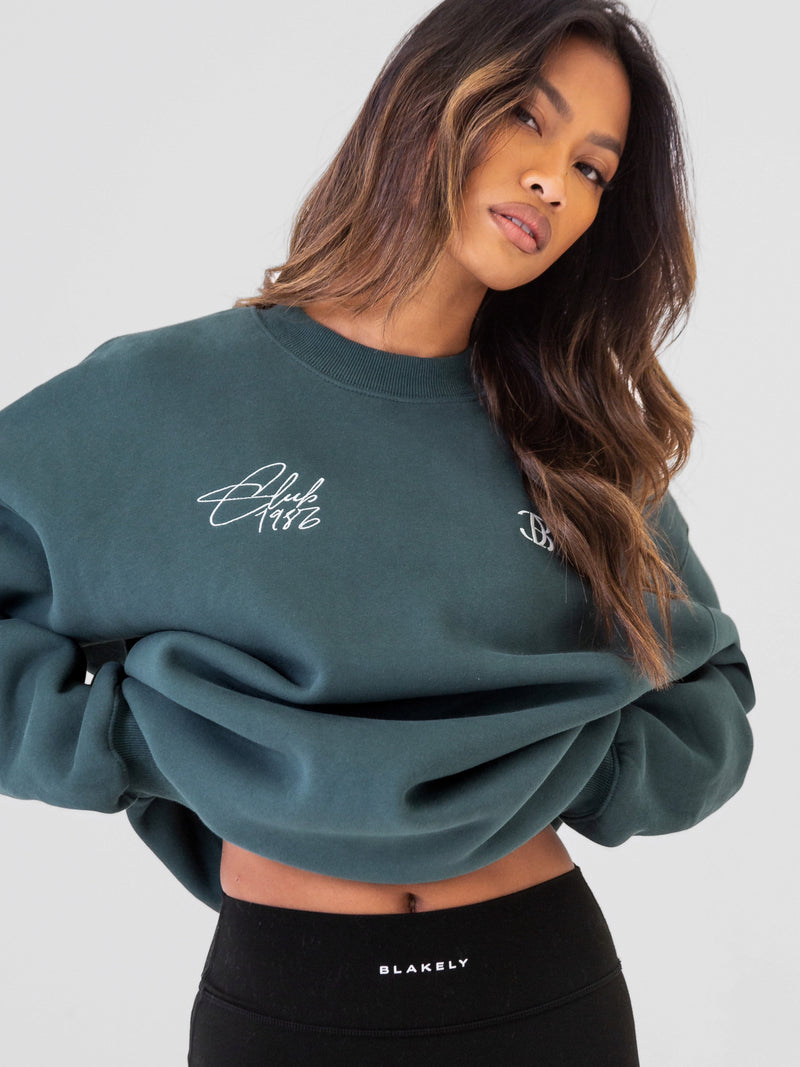 Club Oversized Sweater - Teal Green