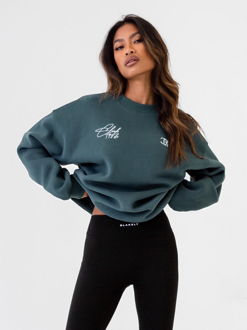 Club Oversized Sweater - Teal Green