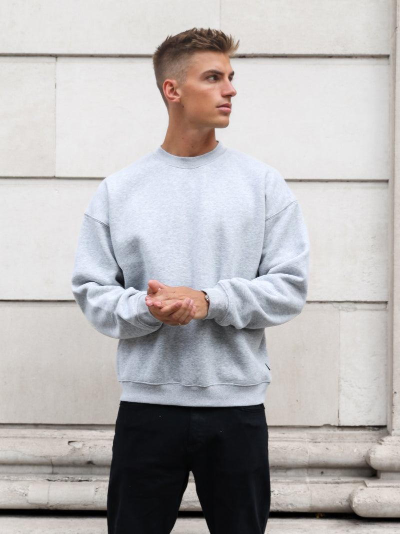Enzo Relaxed Sweater - Marl Grey