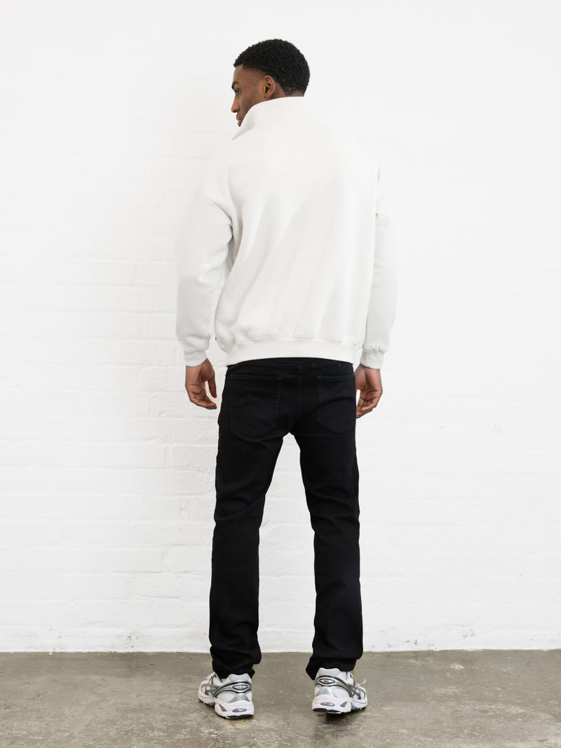 Outline Varsity 1/4 Zip Up Sweater - Chalk