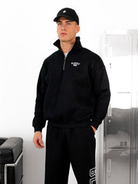 Miles Relaxed 1/4 Zip Sweater - Black