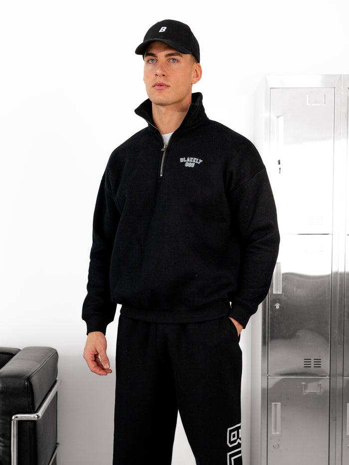 Miles Relaxed 1/4 Zip Sweater - Black