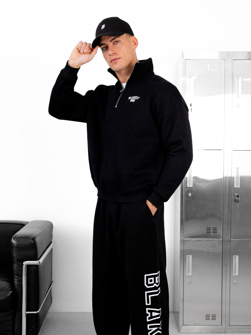 Miles Relaxed 1/4 Zip Sweater - Black