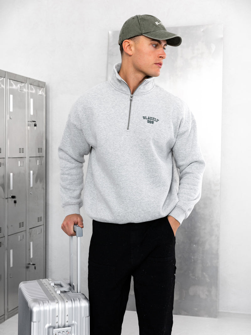 Miles Relaxed 1/4 Zip Sweater - Marl Grey