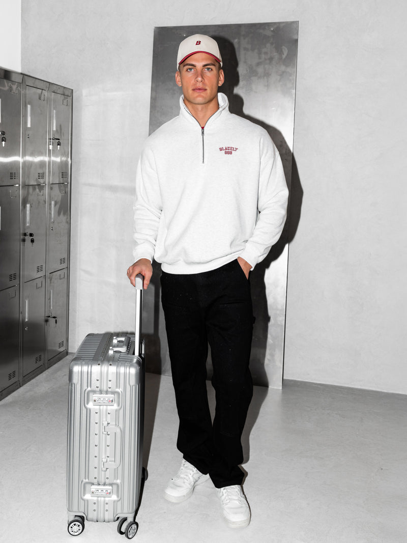 Miles Relaxed 1/4 Zip Sweater - Marl White