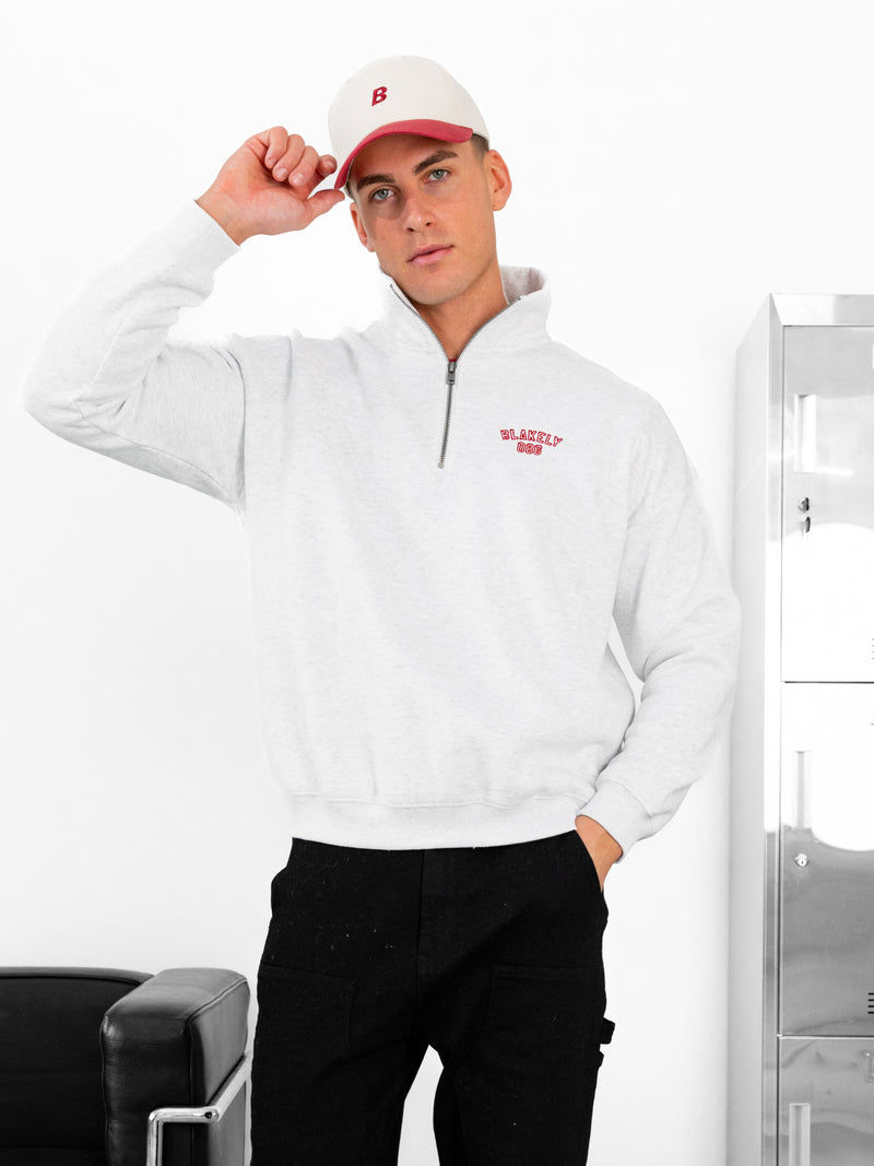 Miles Relaxed 1/4 Zip Sweater - Marl White