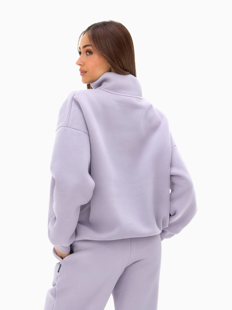 Outline Varsity 1/4 Zip Sweater - Washed Lilac