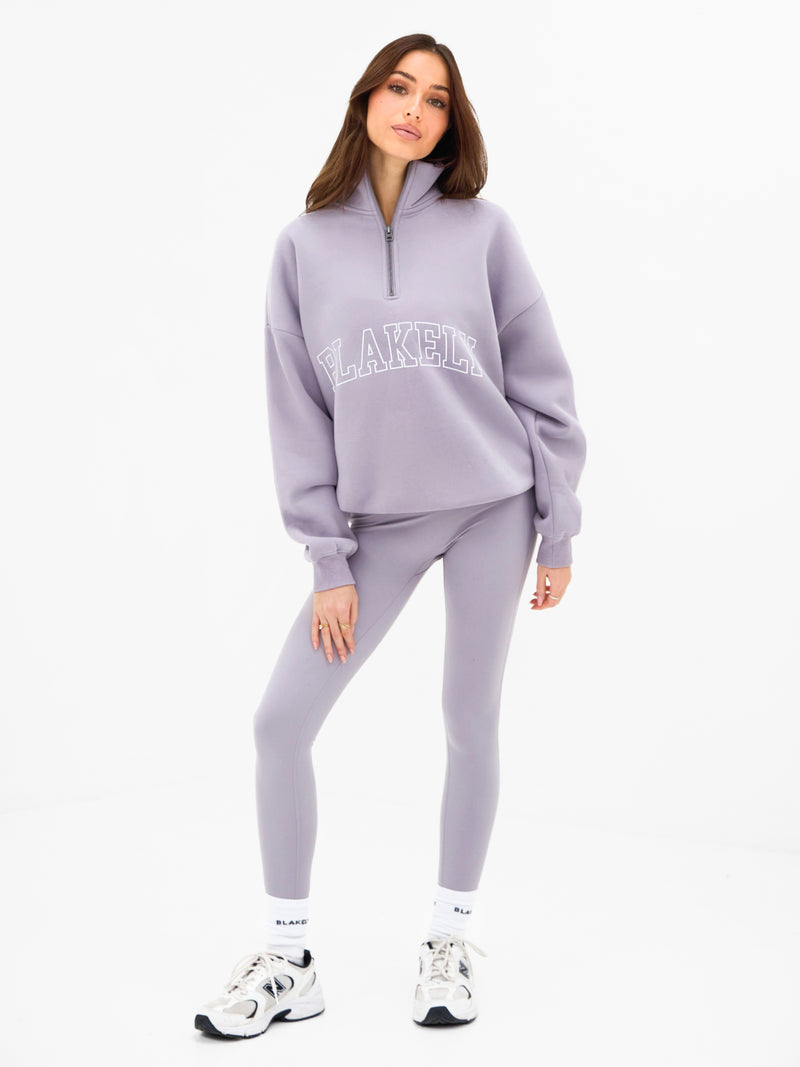 Outline Varsity 1/4 Zip Sweater - Washed Lilac