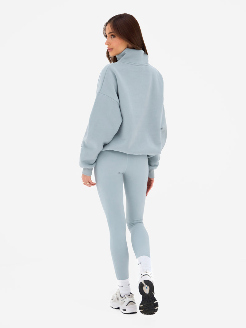 Outline Varsity 1/4 Zip Sweater - Mineral Blue