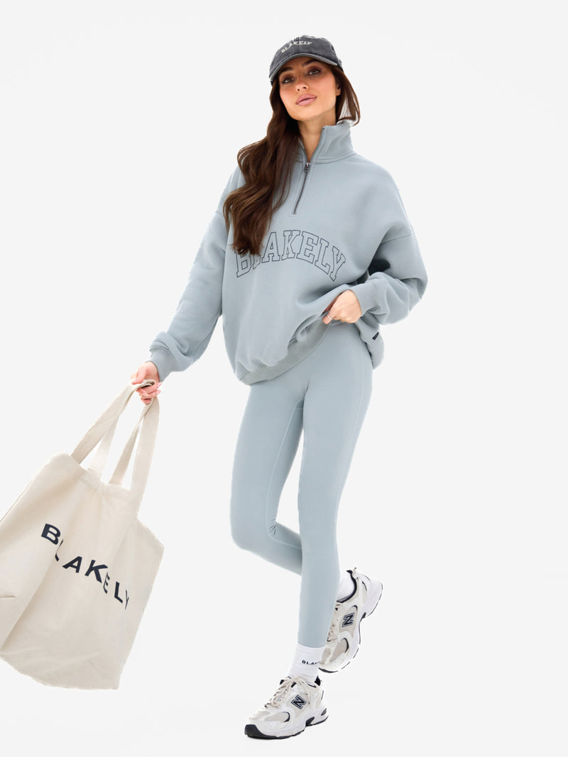 Outline Varsity 1/4 Zip Sweater - Mineral Blue
