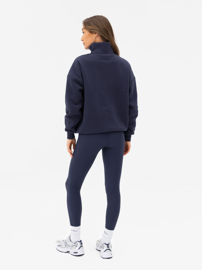 Outline Varsity 1/4 Zip Sweater - True Navy