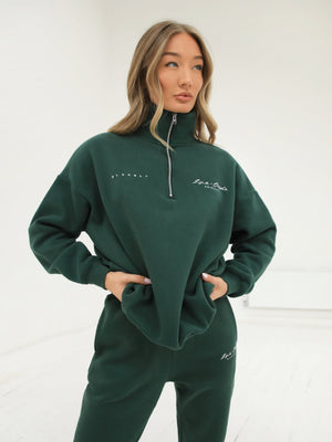 Life & Style II 1/4 Zip Jumper - Forest Green