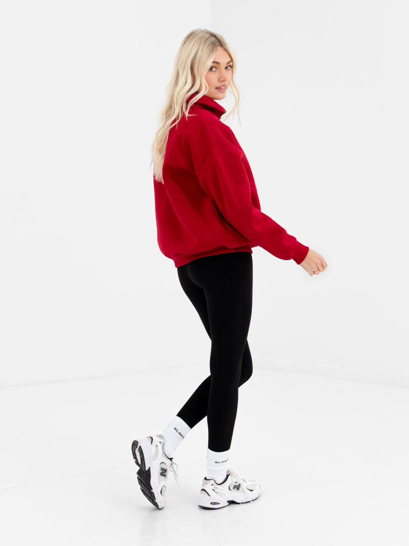 Alexis 1/4 Zip Sweater - Cherry Red