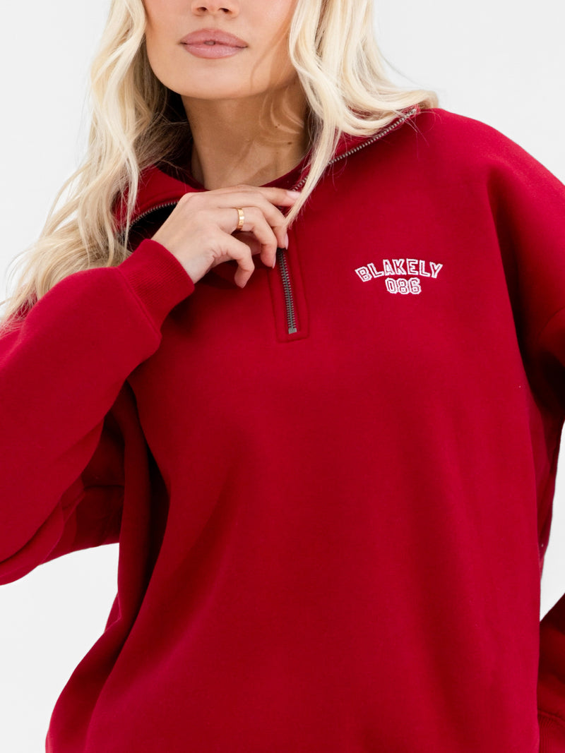Alexis 1/4 Zip Sweater - Cherry Red