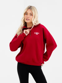 Alexis 1/4 Zip Sweater - Cherry Red