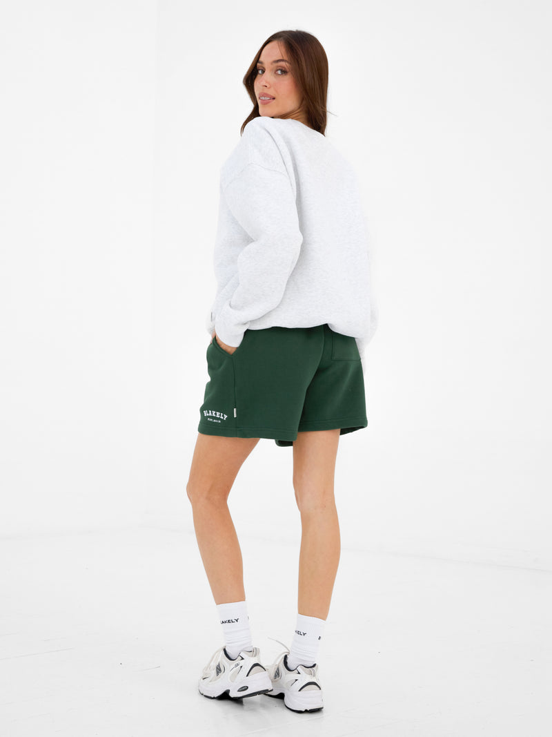 Varsity Oversized Sweater - Marl White & Deep Green