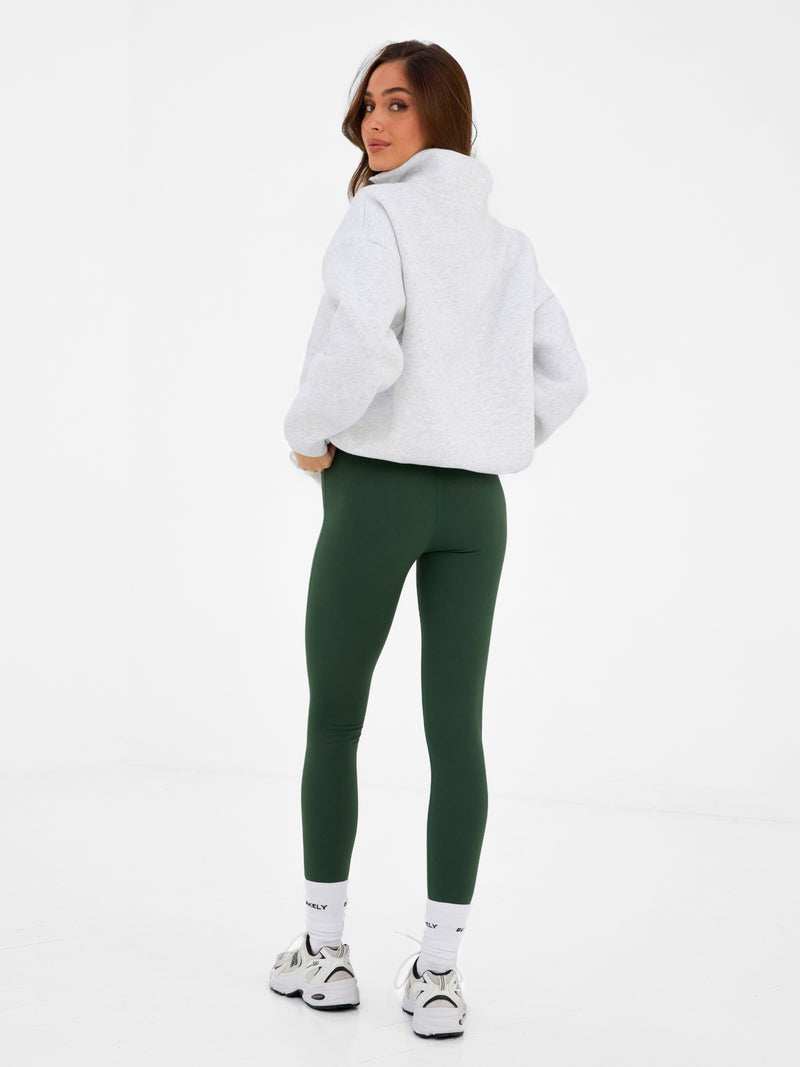 Heritage 1/4 Zip Sweater - Marl White & Deep Green