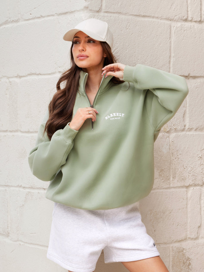 Heritage 1/4 Zip Sweater - Light Green