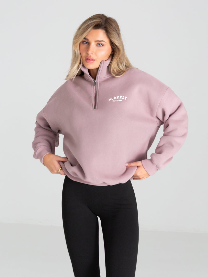 Heritage 1/4 Zip Sweater - Dusty Pink