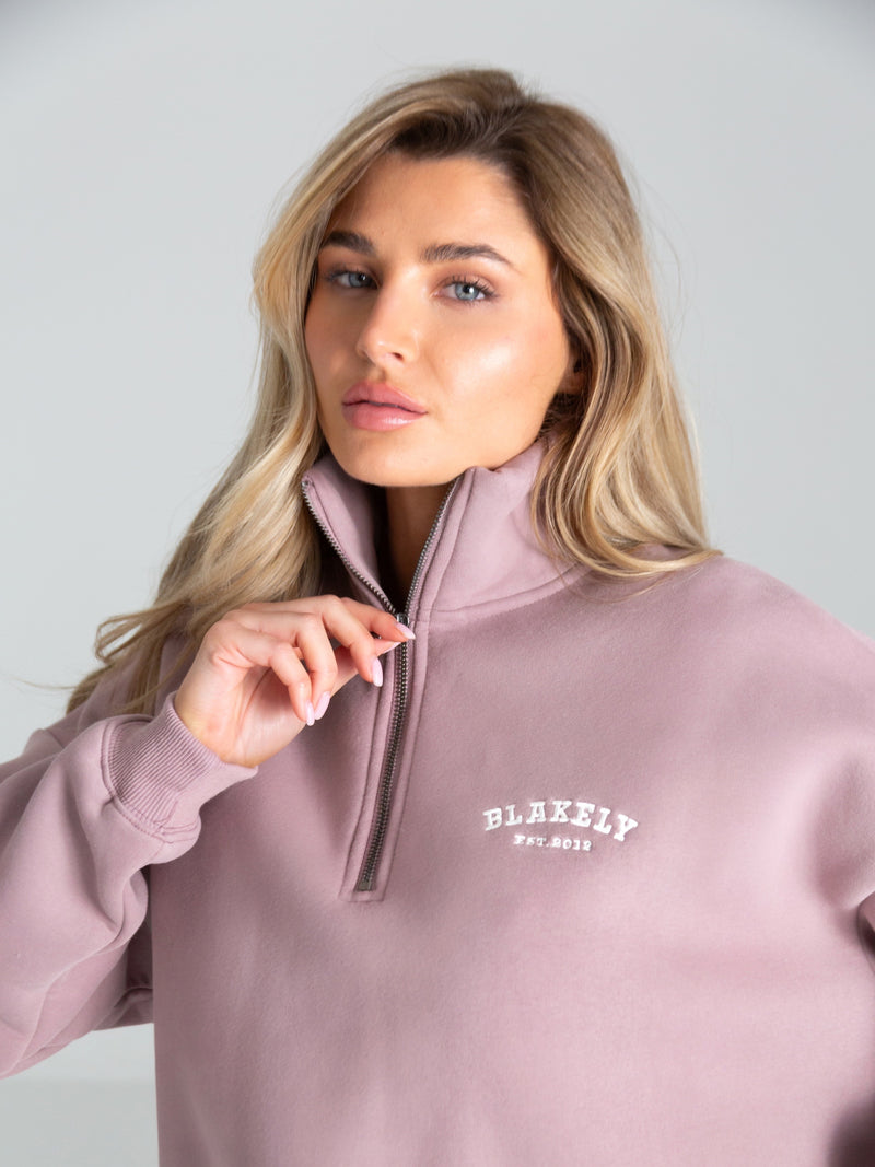 Heritage 1/4 Zip Sweater - Dusty Pink