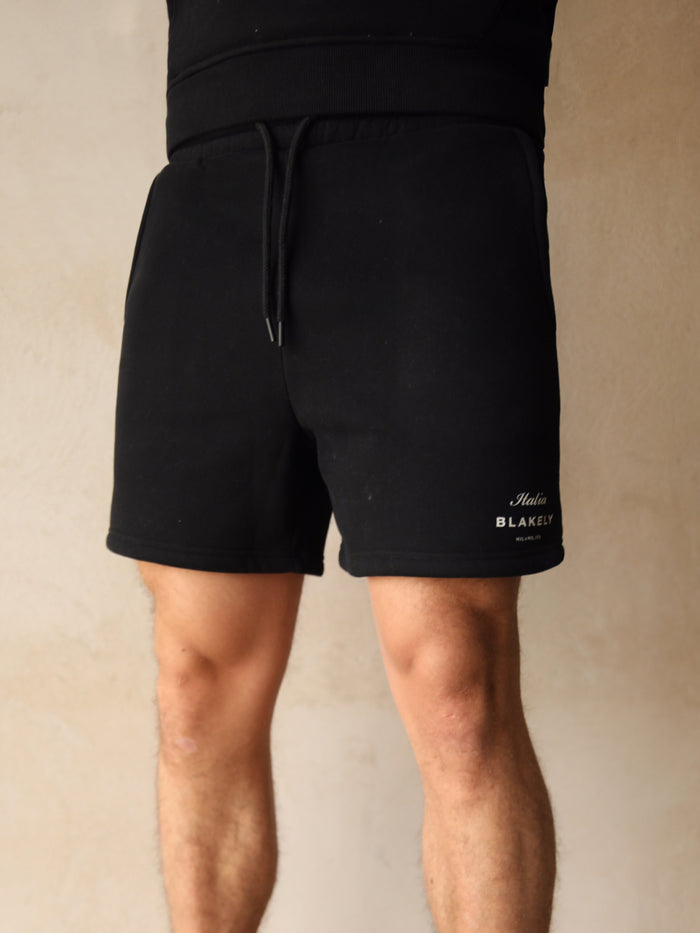 Italia Relaxed Jogger Shorts - Black
