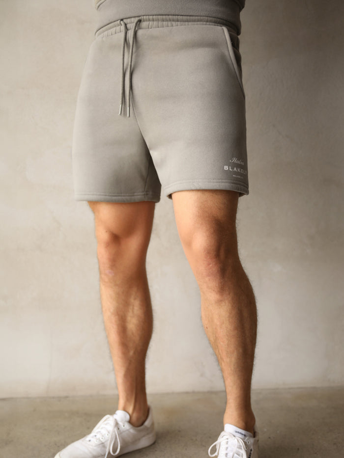 Italia Relaxed Jogger Shorts - Stone Grey