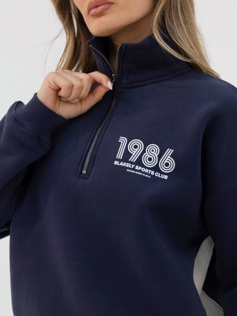 Panel 1/4 Zip Sweater - True Navy