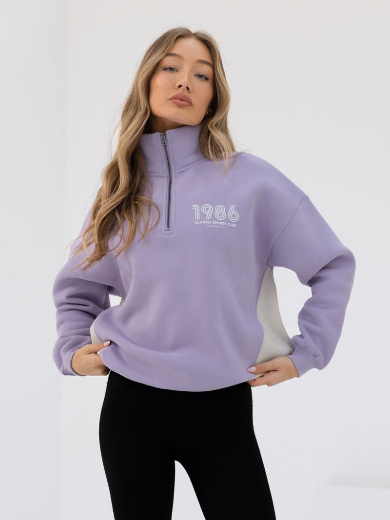 Panel 1/4 Zip Sweater - Violet