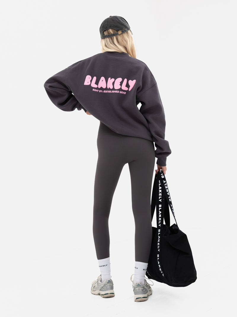 Cloud Print Oversized Sweater - Graphite