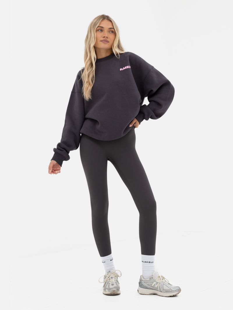 Cloud Print Oversized Sweater - Graphite