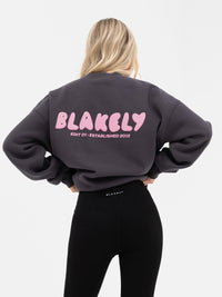 Cloud Print Oversized Sweater - Graphite