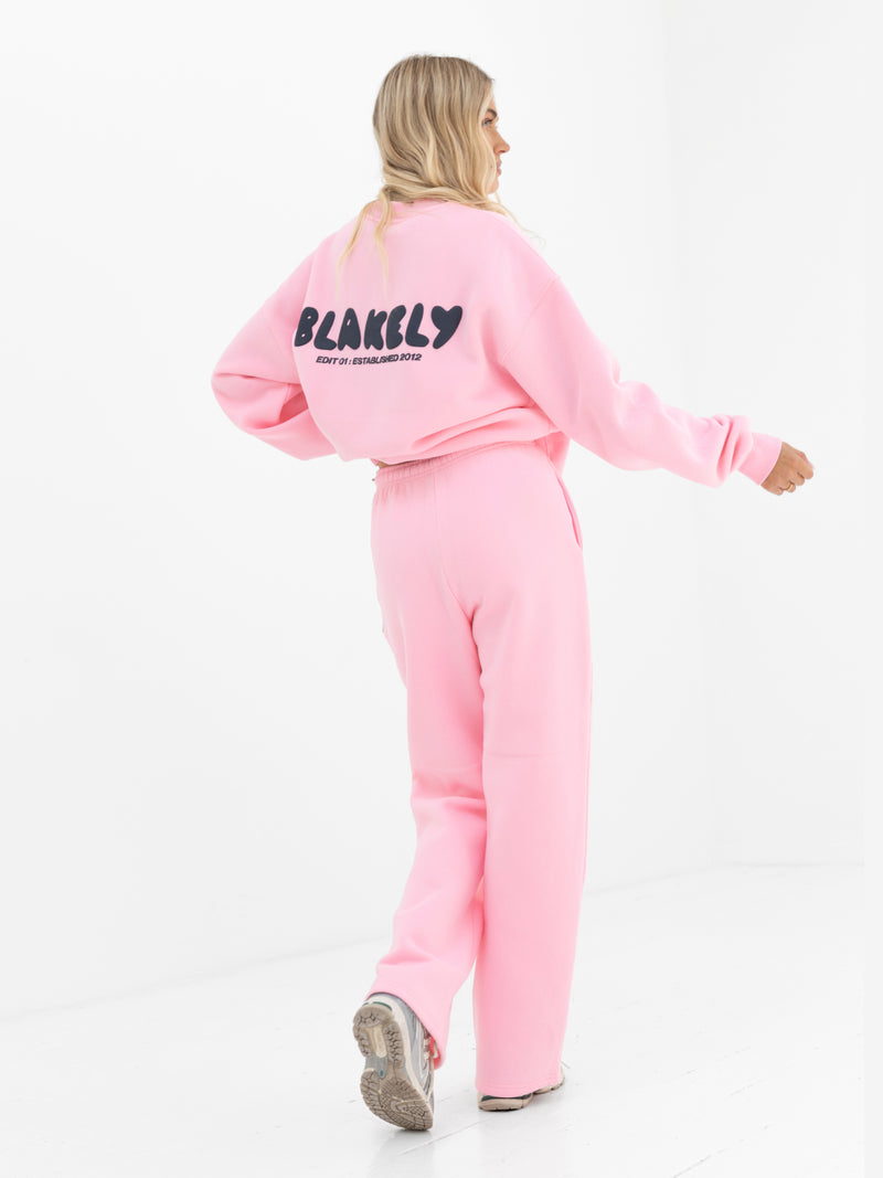 Cloud Print Oversized Sweater - Powder Pink