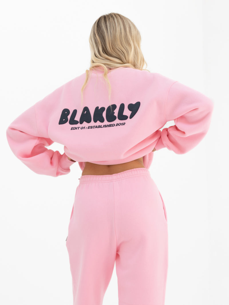 Cloud Print Oversized Sweater - Powder Pink