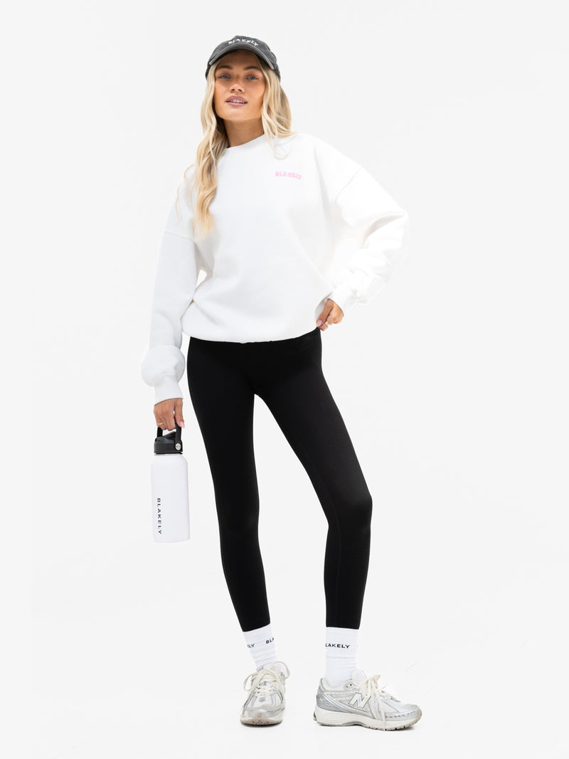 Cloud Print Oversized Sweater - Flat White & Powder Pink