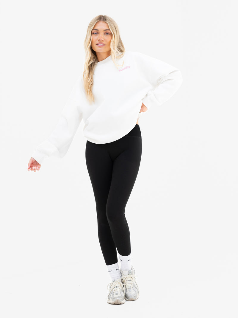 Cloud Print Oversized Sweater - Flat White & Powder Pink