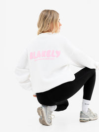 Cloud Print Oversized Sweater - Flat White & Powder Pink