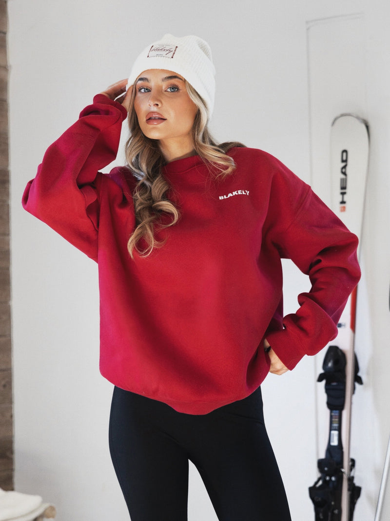 Sloane Ski Oversized Sweater - Cherry Red