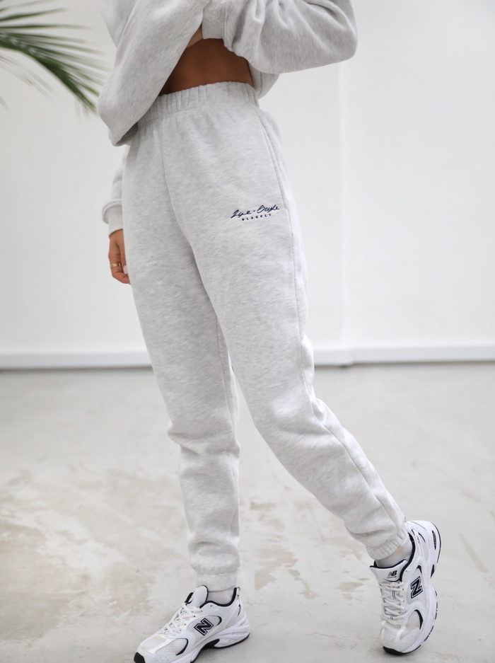 Life & Style Loose Fitting Sweatpants - Marl White