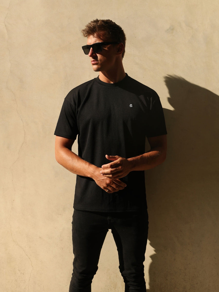 Ceuta Textured Oversized T-Shirt - Black
