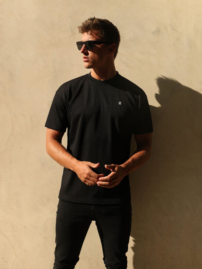 Ceuta Textured Relaxed T-Shirt - Black