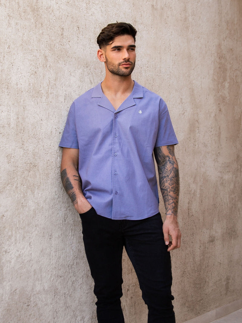 Nador Open Collared Shirt - Blue