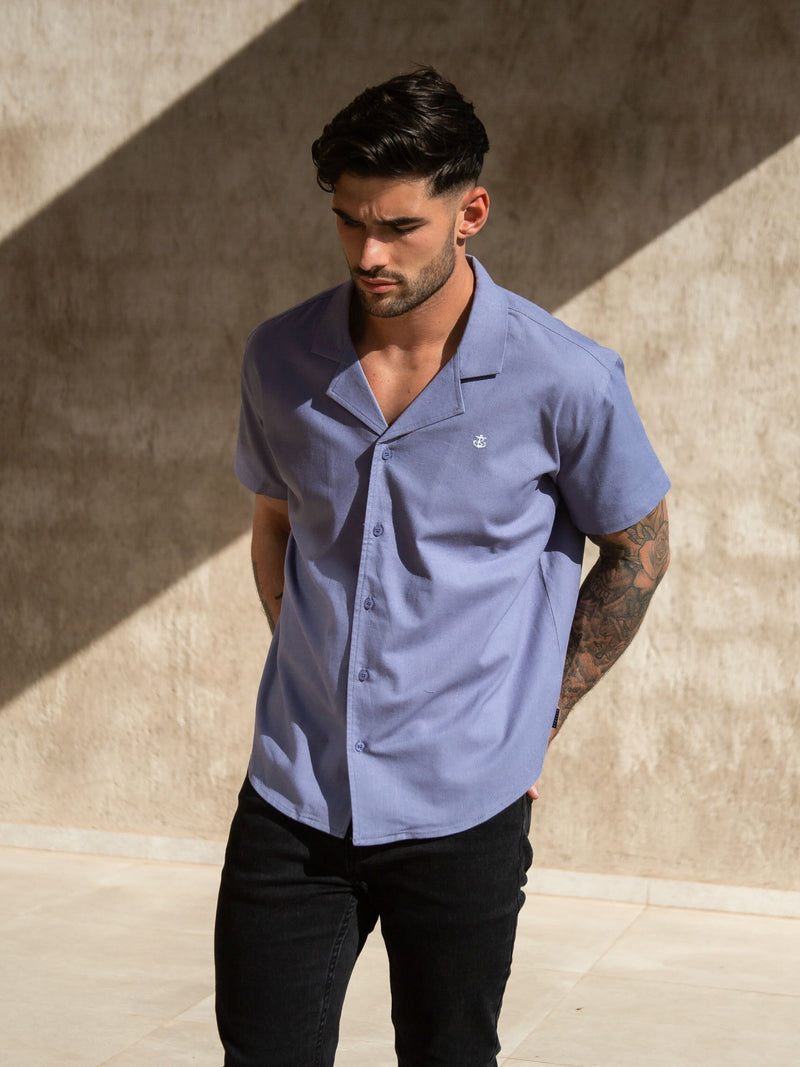 Nador Open Collared Shirt - Blue